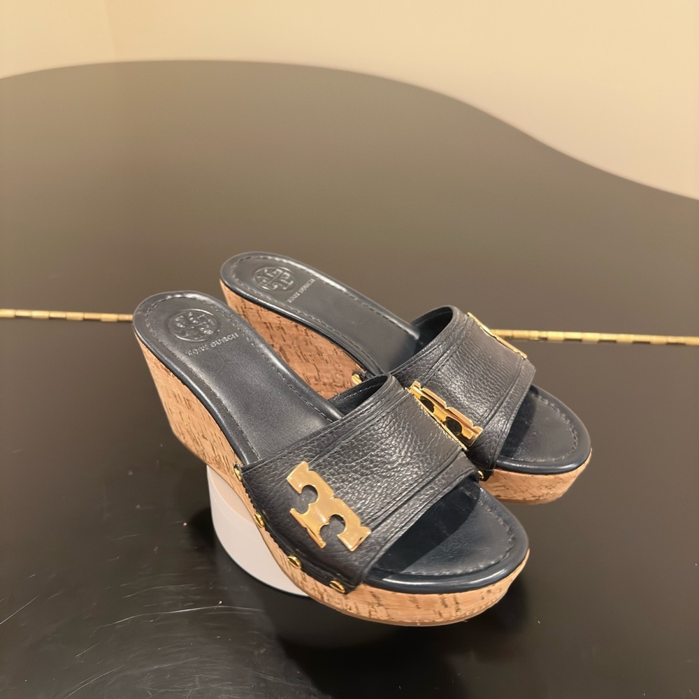 RARE authentic iconic luxury summer beach resort Tory Burch wedge/sandals/shoes - Picture 6 of 17